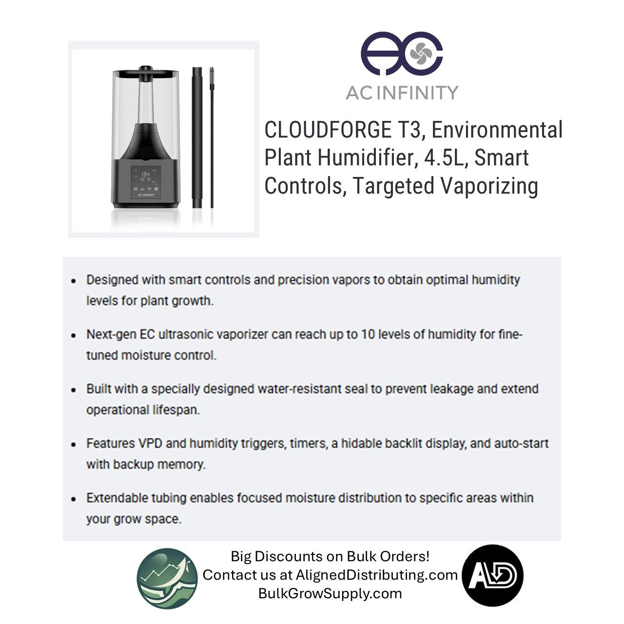 CLOUDFORGE T3, Environmental Plant Humidifier, 4.5L,