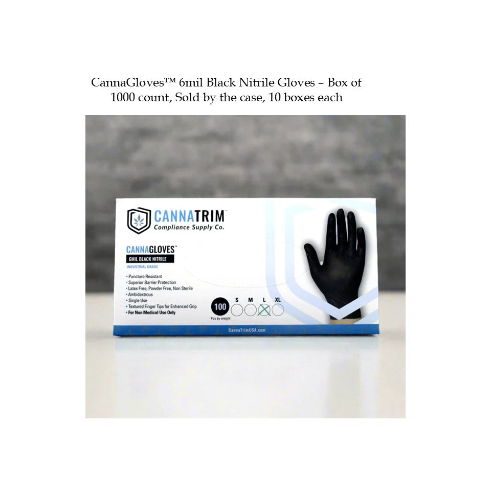 CannaGloves™ 6mil Black Nitrile Gloves - 1000 count