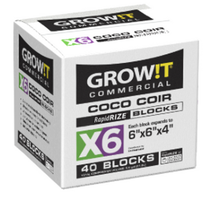 GROW!T Commercial Coco, RapidRIZE Block 6"x6"x4", case of 40