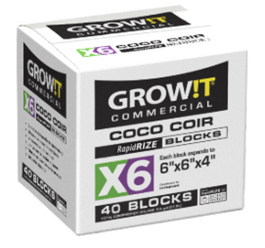 GROW!T Commercial Coco, RapidRIZE Block 6"x6"x4", case of 40
